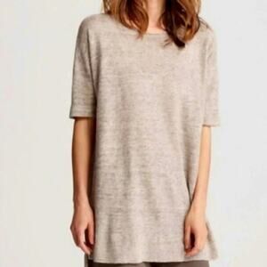 Eileen Fisher Bateau Neck Linen Tunic Top Size PM